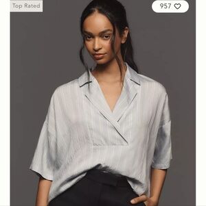 NWT Anthropologie Light Blue Striped Blouse